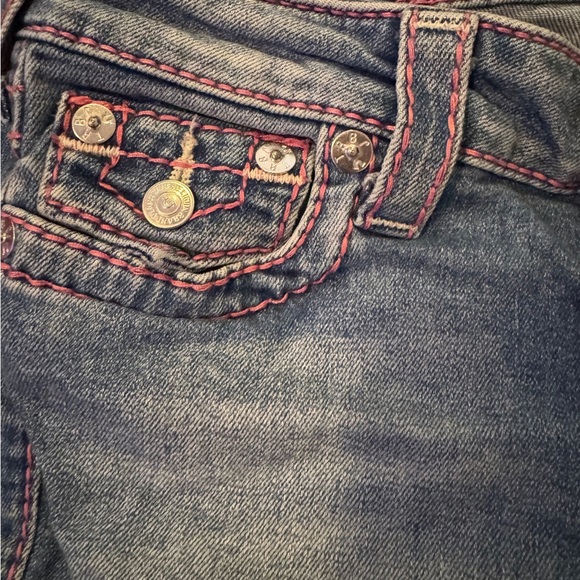 True Religion Women’s Pink Stitch Skinny Blue Denim Jeans 26 - Picture 4 of 8